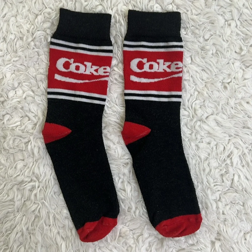 Coca-Cola Crew Socks Unisex Red Gray Black Loungewear Costume